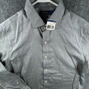 NWT POLO Ralph Lauren Men SLIM FIT Easy Care Button Up Shirt 16.5 32/33 - GRAY